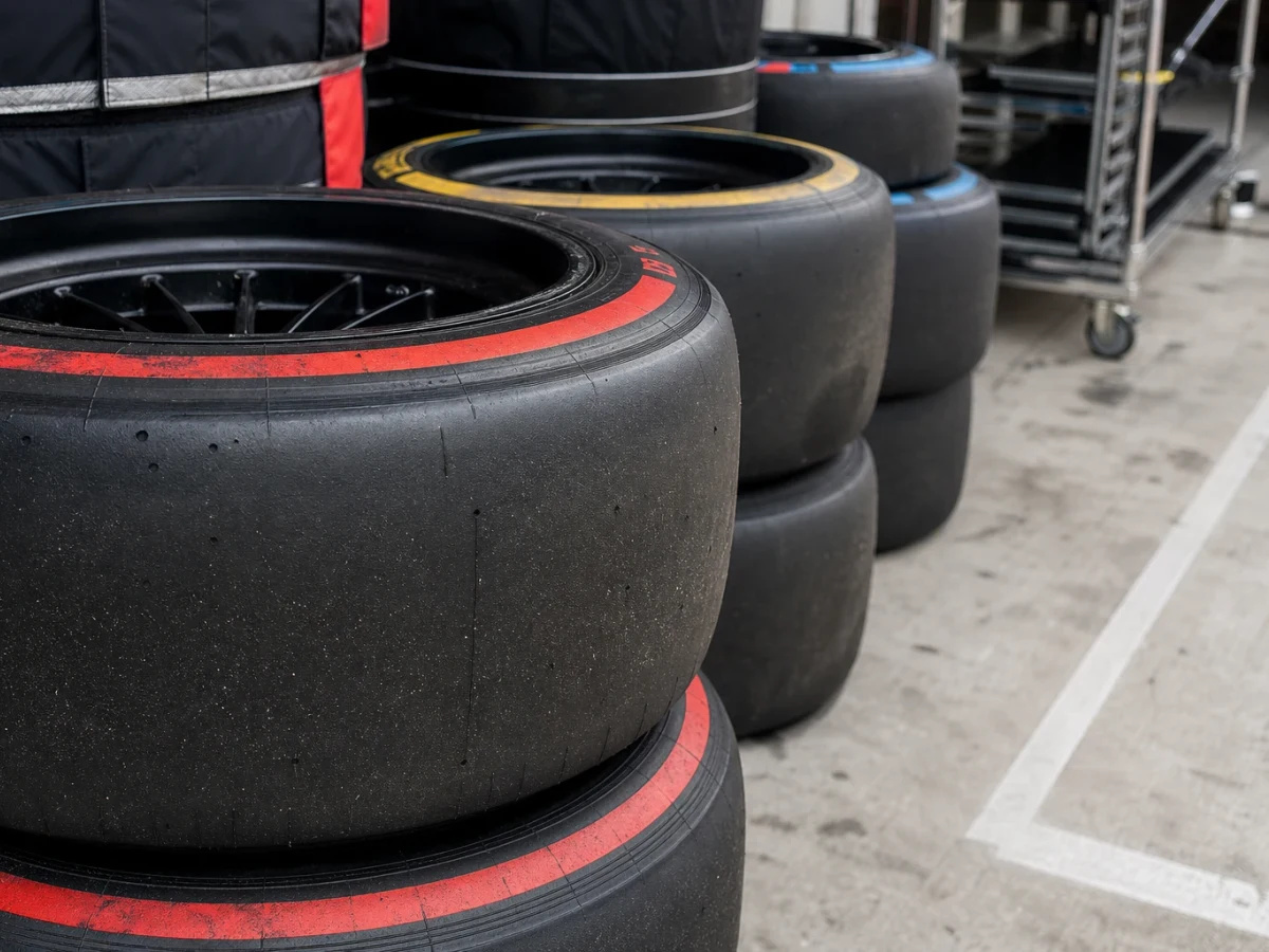 Motorsportmiljö som illustrerar f1 däck