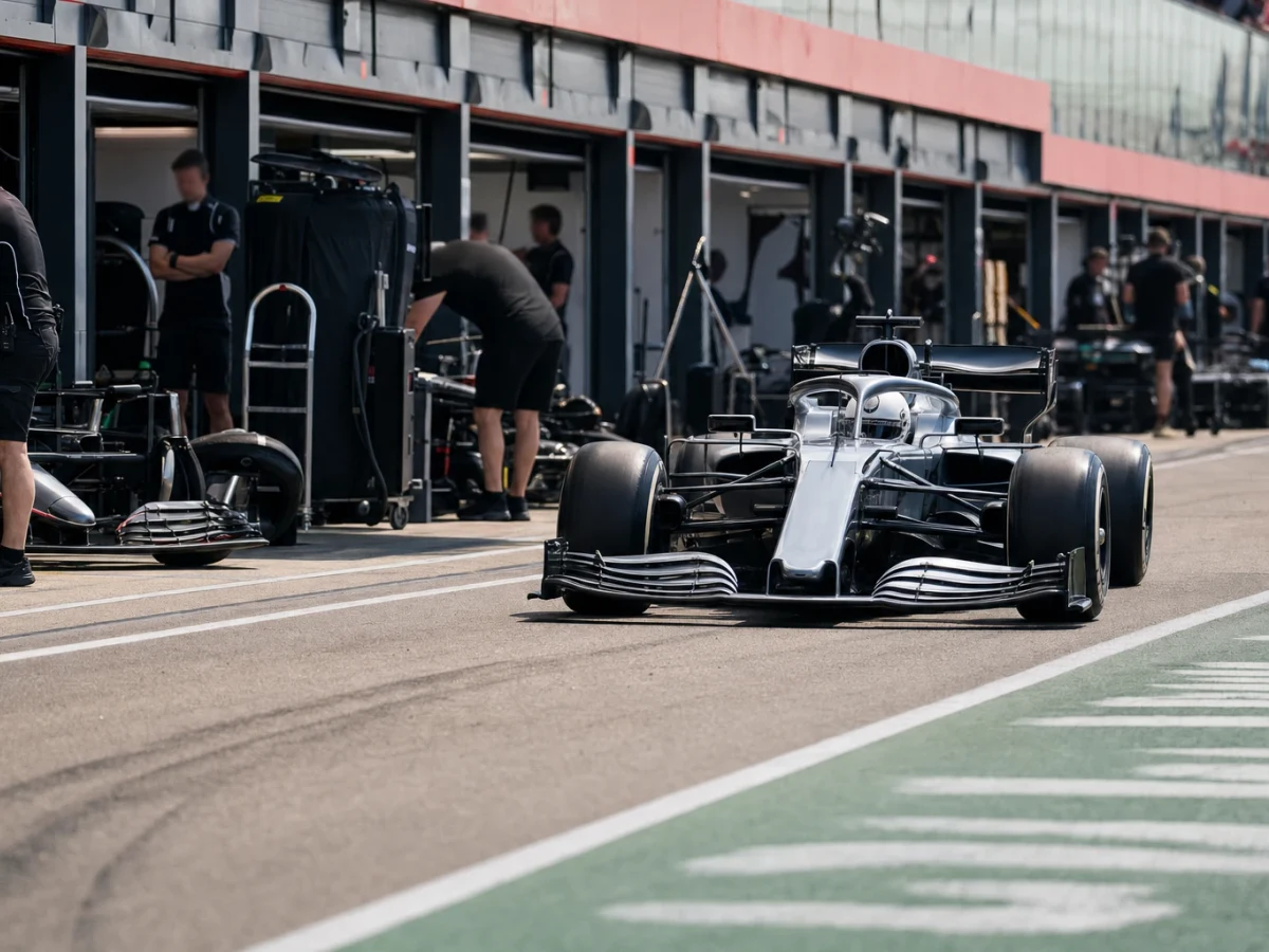 Motorsportmiljö som illustrerar F1:s träningspass