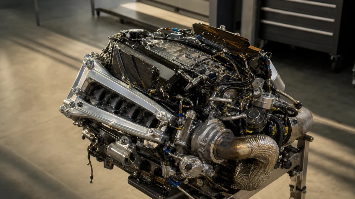 Motorsportmiljö som illustrerar formel 1-motor