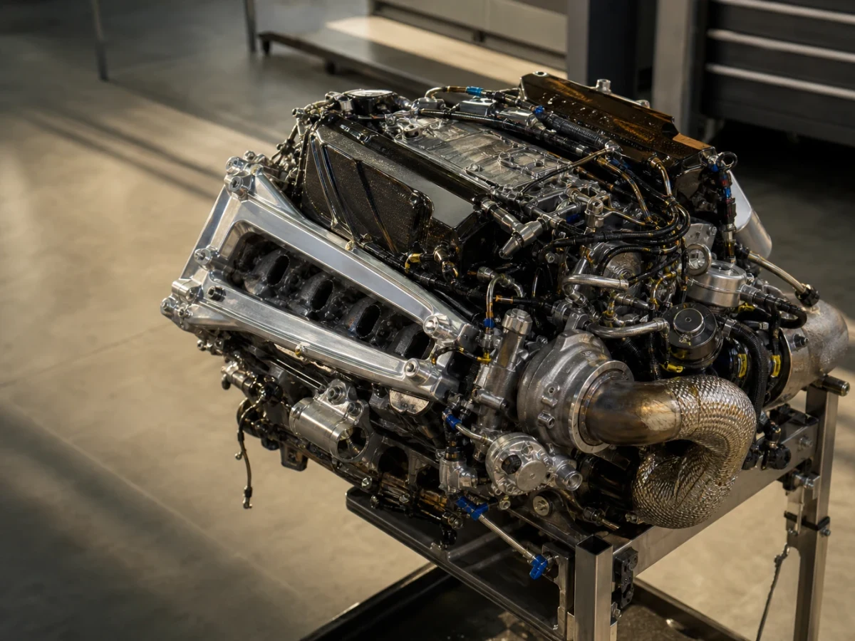 Motorsportmiljö som illustrerar formel 1-motor