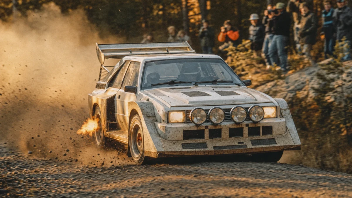 Grupp B-rallybil som illustrerar Lancia Delta S4