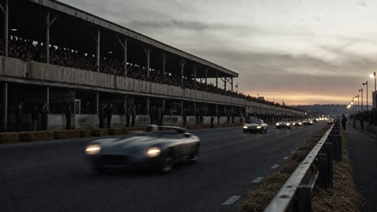 Historisk bild av Le Mans-banan som illustrerar loppet 1955