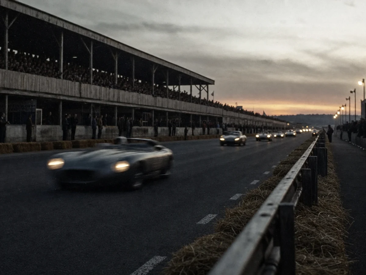 Historisk bild av Le Mans-banan som illustrerar loppet 1955
