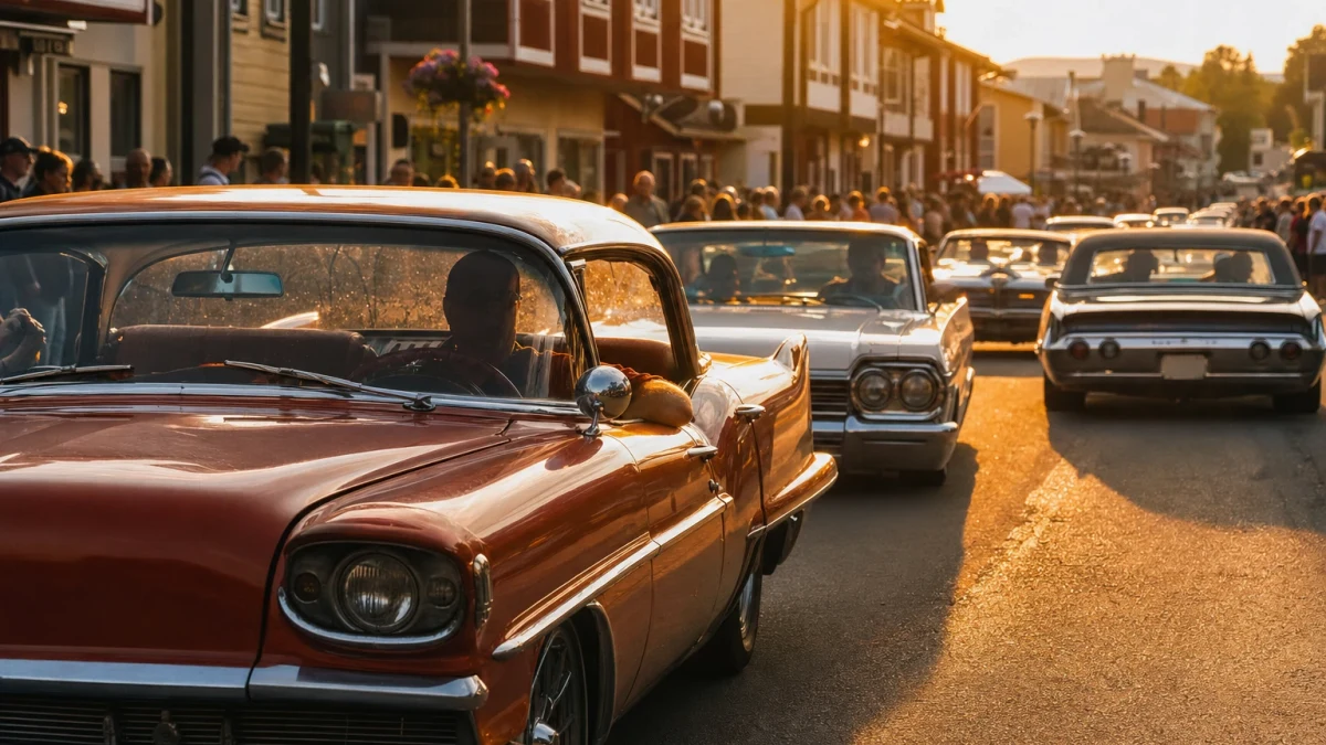 Cruising med bilar under Motorveckan i Lycksele