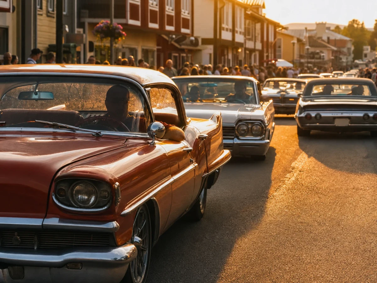 Cruising med bilar under Motorveckan i Lycksele