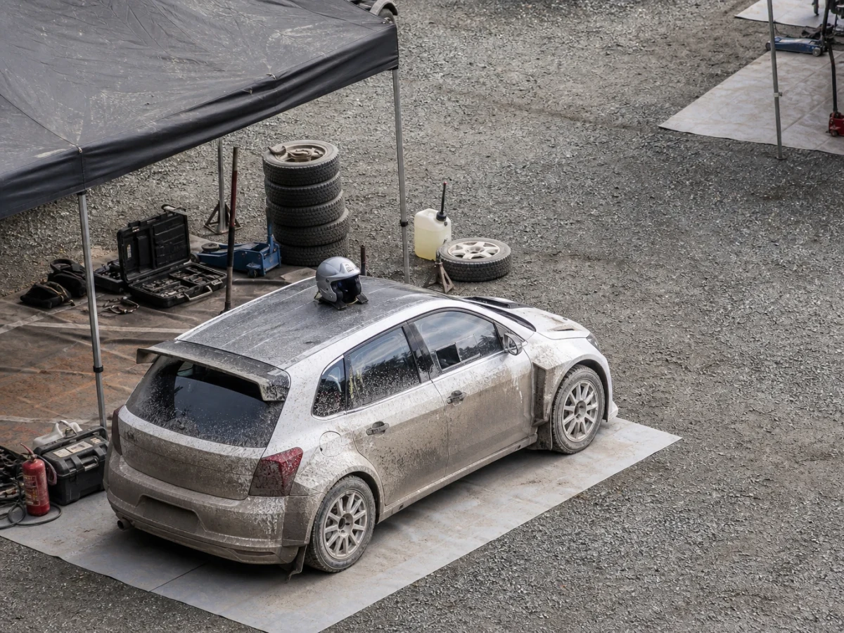 Motorsportmiljö kopplad till Oliver Solberg och Chloe Chambers