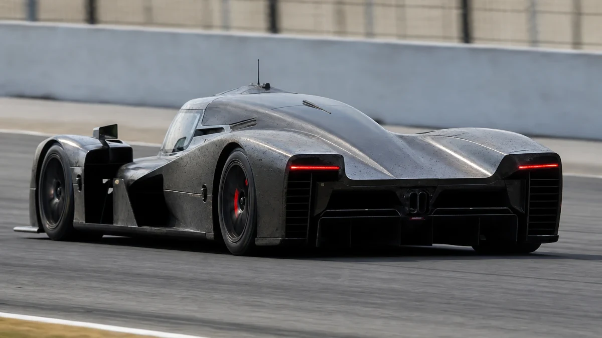 Peugeot 9X8 hypercar på banan i uthållighetsracing