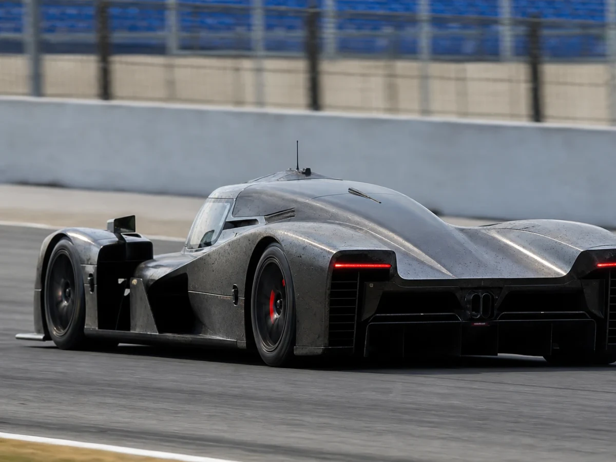 Peugeot 9X8 hypercar på banan i uthållighetsracing