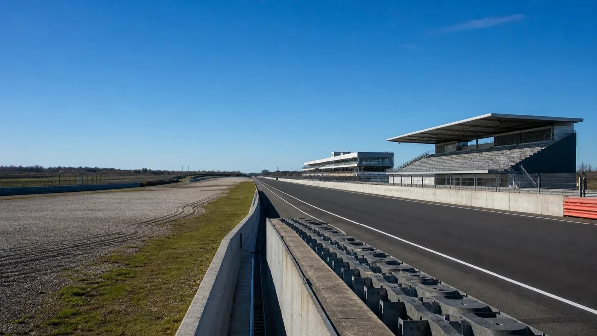 Två dragbilar sida vid sida vid start på en dragstrip.