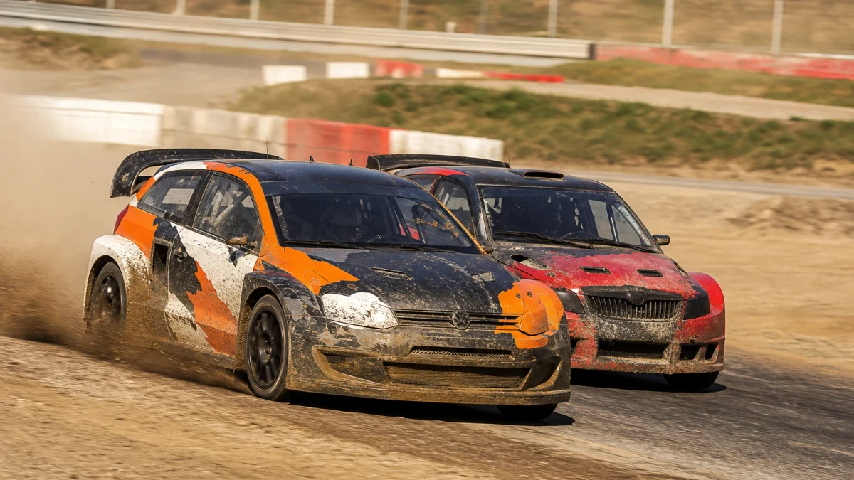 Motorsportmiljö som illustrerar rallycross