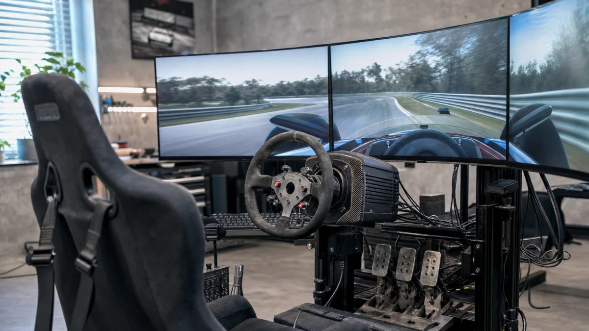 Motorsportmiljö som illustrerar simracing